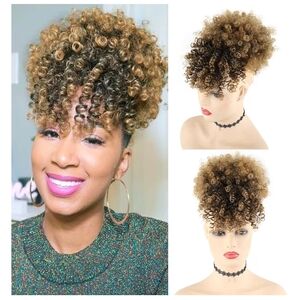 Curly High Puff Ponytail Hairpiece - Honey Brown